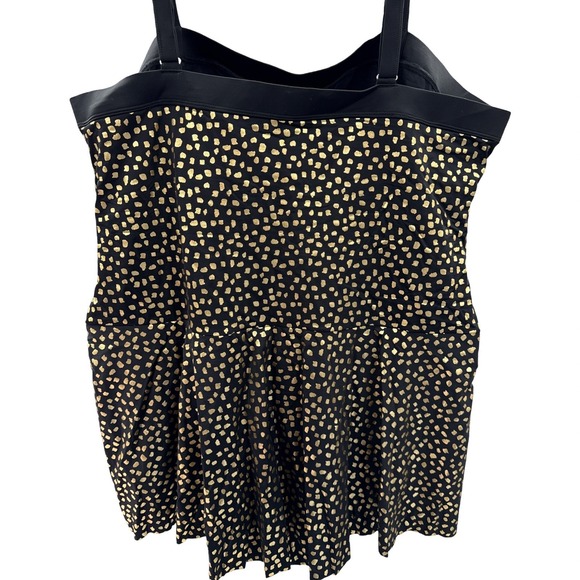 Swimsuits For All Swim Dress Size 28 Black Gold Dot Skirted One Piece NWT - Picture 5 of 9